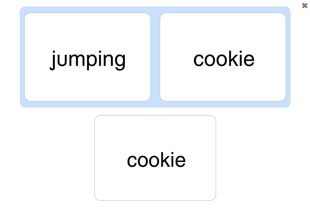 Screenshot of a matching activity in the See and Learn Phrases 2 app