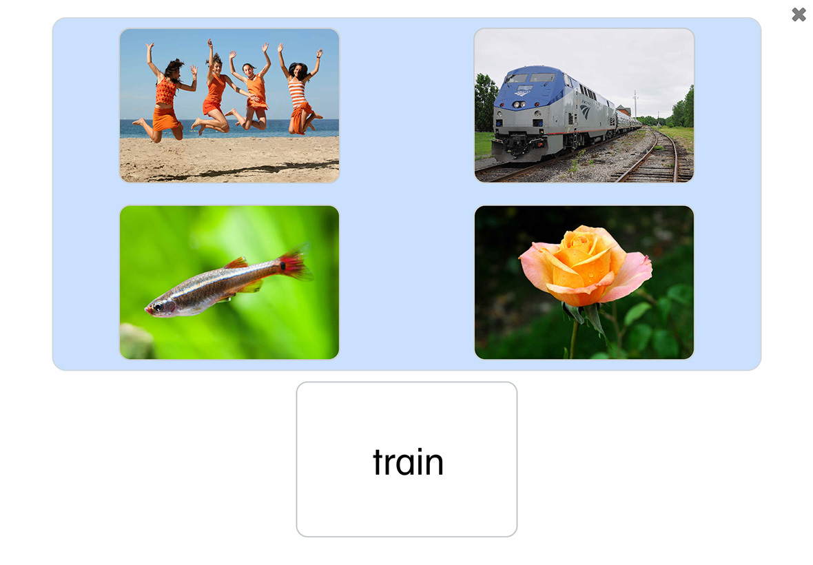 Screenshot of a matching activity in the See and Learn Phrases 2 app